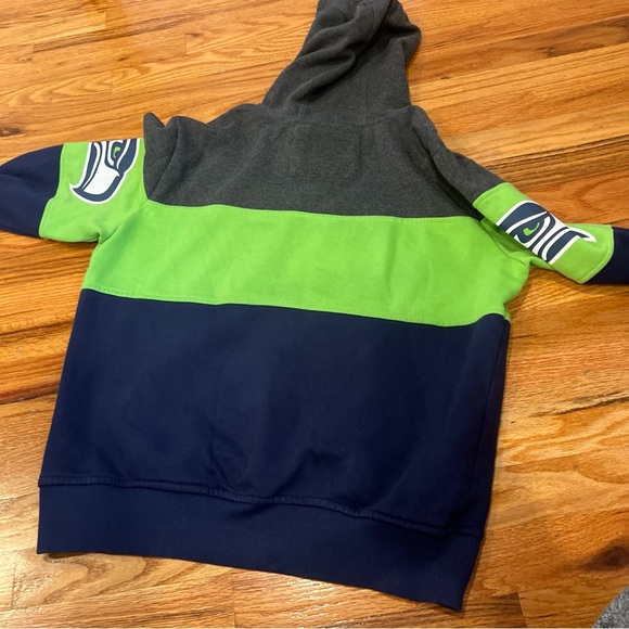 Seattle Seahawks Starter Extreme Pullover Hoodie HeatherCharcoal/CollegeNavy Med - Picture 8 of 9